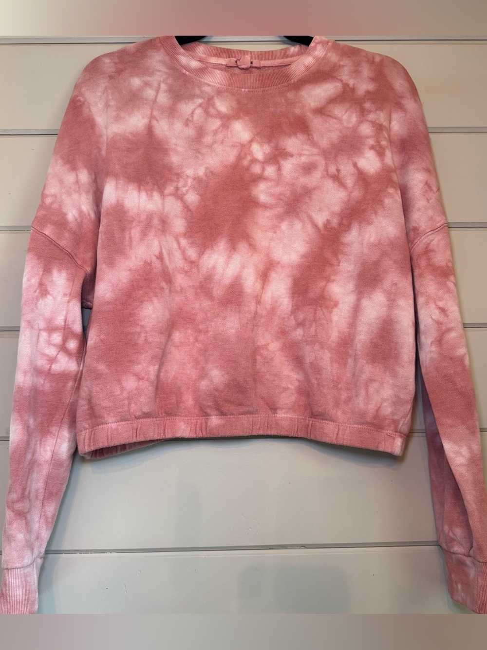 Garage Pink Tie-Dye Cropped Crewneck Sweater